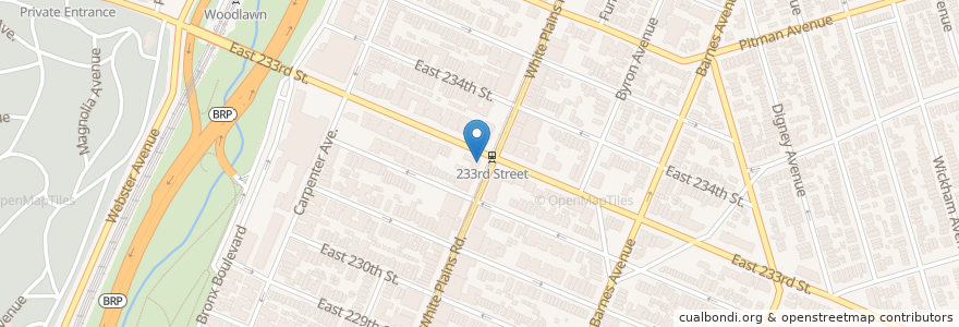 Mapa de ubicacion de Tony's Pizza en Vereinigte Staaten Von Amerika, New York, New York, Bronx County, The Bronx.