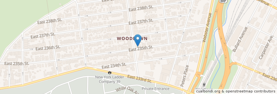 Mapa de ubicacion de John Mulligan's Fireside Pub en ایالات متحده آمریکا, New York, نیویورک, Bronx County, The Bronx.