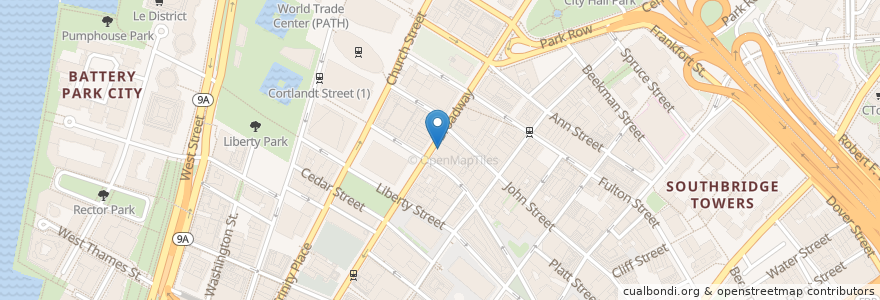 Mapa de ubicacion de Capital One en 美利坚合众国/美利堅合眾國, 纽约州 / 紐約州, 纽约, 纽约县, Manhattan Community Board 1, Manhattan.