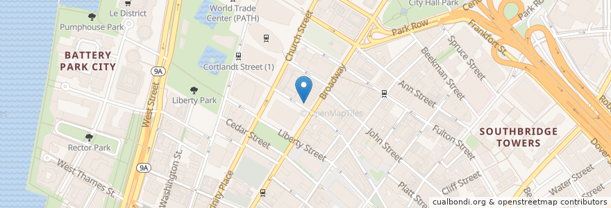 Mapa de ubicacion de Dunkin' Donuts en Stati Uniti D'America, New York, New York, New York County, Manhattan Community Board 1, Manhattan.
