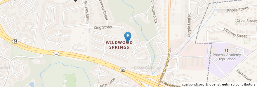 Mapa de ubicacion de DoveFox Studios en Vereinigte Staaten Von Amerika, Nord-Carolina, Orange County, Carrboro.
