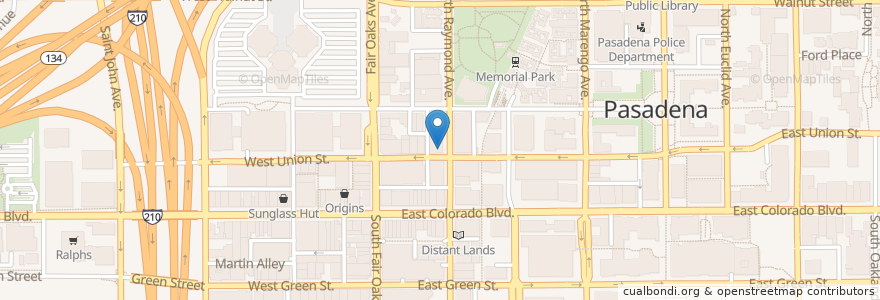 Mapa de ubicacion de Slater's 50/50 en Vereinigte Staaten Von Amerika, Kalifornien, Los Angeles County, Pasadena.