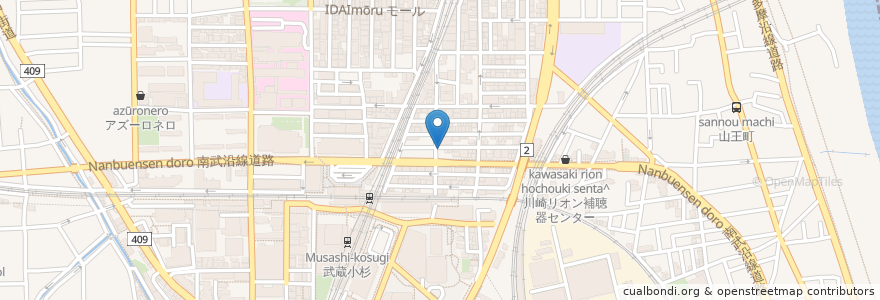 Mapa de ubicacion de コインパーク en Japon, Préfecture De Kanagawa, Kawasaki, 中原区.