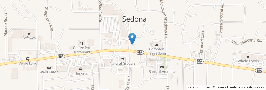 Mapa de ubicacion de Domino's Pizza en United States, Arizona, Yavapai County, Sedona.