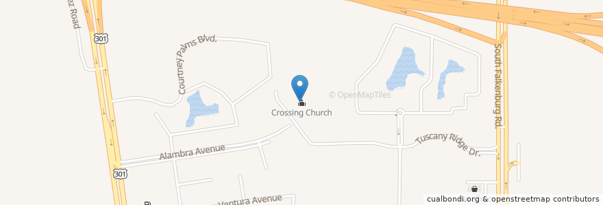 Mapa de ubicacion de Crossing Church en الولايات المتّحدة الأمريكيّة, فلوريدا, Hillsborough County.