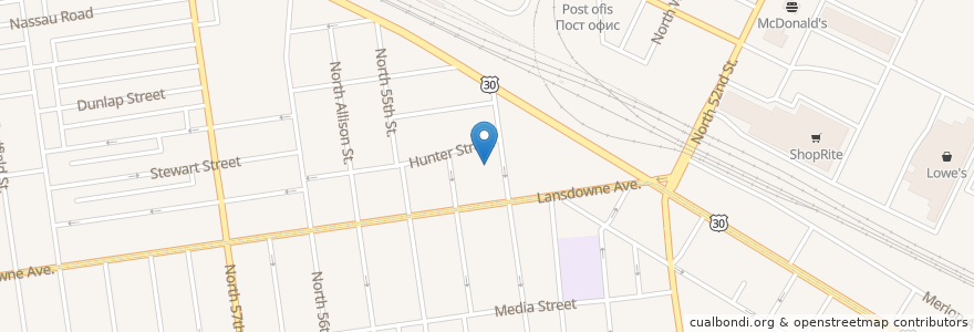 Mapa de ubicacion de Resurrection Baptist Church en アメリカ合衆国, ペンシルベニア州, Philadelphia County, フィラデルフィア.