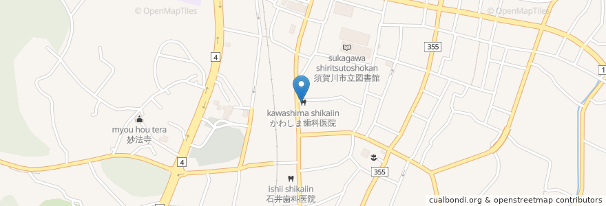 Mapa de ubicacion de かわしま歯科医院 en 일본, 후쿠시마현, 須賀川市.