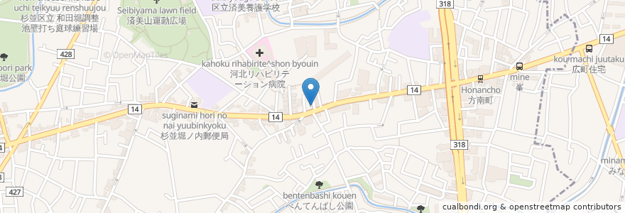 Mapa de ubicacion de かんだ歯科クリニック en Япония, Токио, Сугинами.