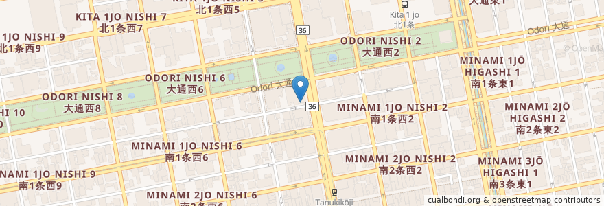 Mapa de ubicacion de 大通西4　道銀ビルディング en Япония, Хоккайдо, Округ Исикари, Саппоро, Тюо.