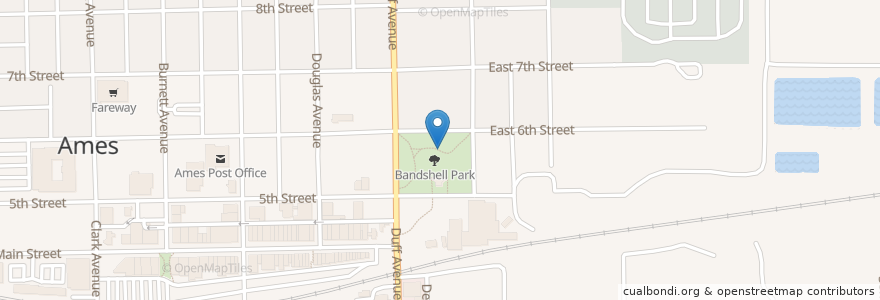 Mapa de ubicacion de Everett & Better Ritland Memorial Bench en Verenigde Staten, Iowa, Story County, Ames.
