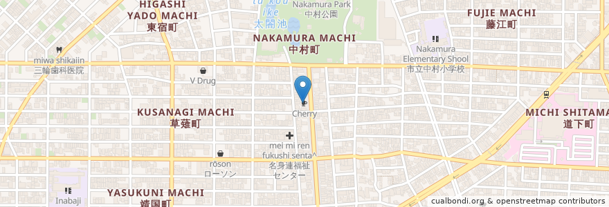 Mapa de ubicacion de Cherry en Japón, Prefectura De Aichi, Nagoya, 中村区.
