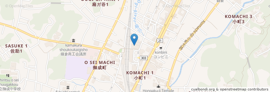 Mapa de ubicacion de 豊島屋扉店 en 日本, 神奈川県, 鎌倉市.