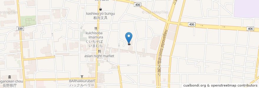 Mapa de ubicacion de 野松竹相生座・長野ロキシー1・2 en Japón, Prefectura De Nagano, 長野市.