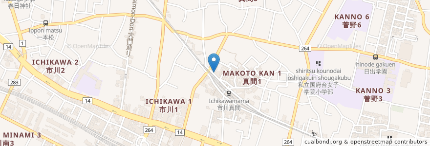 Mapa de ubicacion de ジョナサン en Japón, Prefectura De Chiba, 市川市.