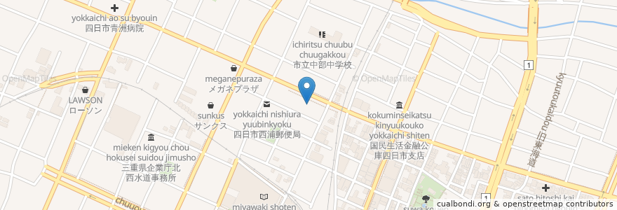 Mapa de ubicacion de 愛知銀行 en Japonya, 三重県, 四日市市.