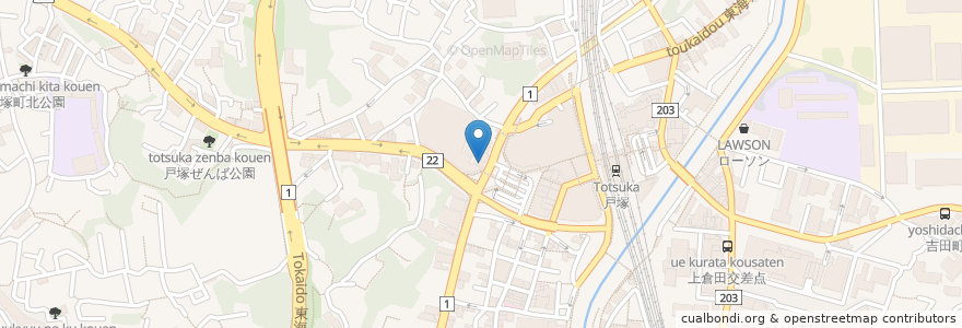 Mapa de ubicacion de サンドラッグ en 일본, 가나가와현, 요코하마시, 戸塚区.
