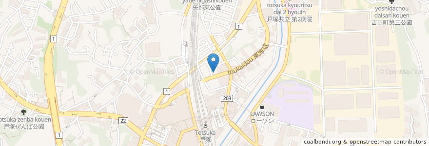 Mapa de ubicacion de ニッポン レンタカー en 日本, 神奈川県, 横浜市, 戸塚区.