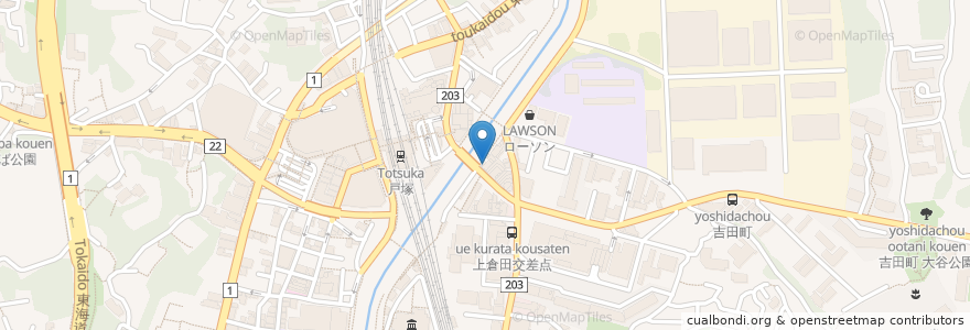 Mapa de ubicacion de 湘南信金 en ژاپن, 神奈川県, 横浜市, 戸塚区.