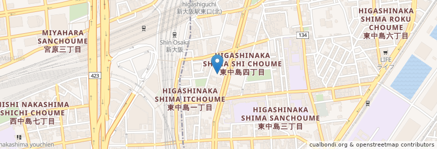 Mapa de ubicacion de 大阪市立青少年センター en 日本, 大阪府, 大阪市, 淀川区.