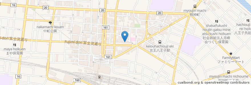 Mapa de ubicacion de ラーメン八王子田田 en Japão, Tóquio, 八王子市.