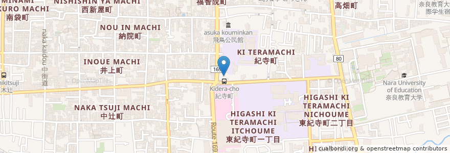 Mapa de ubicacion de 木のうた薬局 en 일본, 나라현, 나라시.