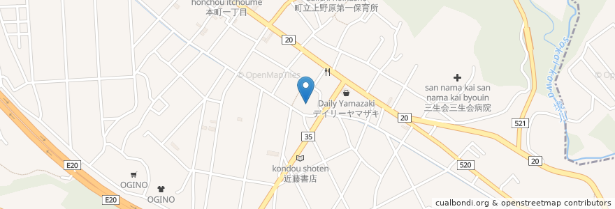 Mapa de ubicacion de 牛倉神社 en 日本, 山梨县, 上野原市.