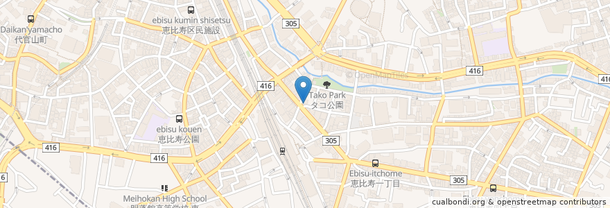 Mapa de ubicacion de 猿田彦珈琲 en Japan, Tokio, 渋谷区, 渋谷区.