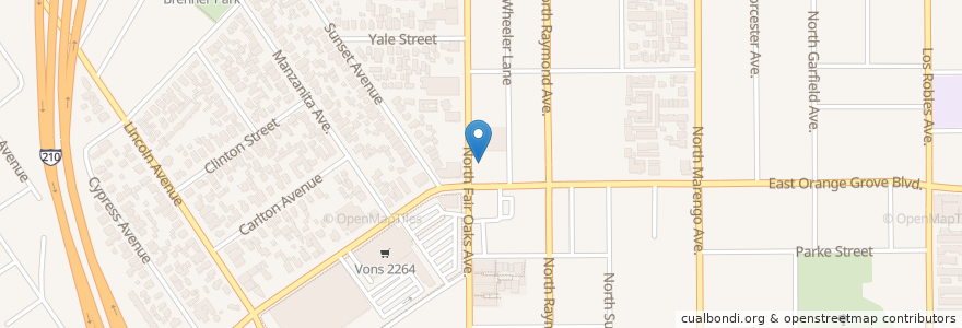 Mapa de ubicacion de Church's Chicken en Amerika Syarikat, California, Los Angeles County, Pasadena.