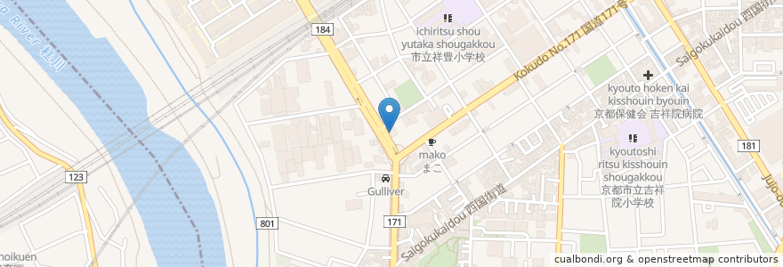 Mapa de ubicacion de Showa-shell en Japan, Kyoto Prefecture, Kyoto, Minami Ward.
