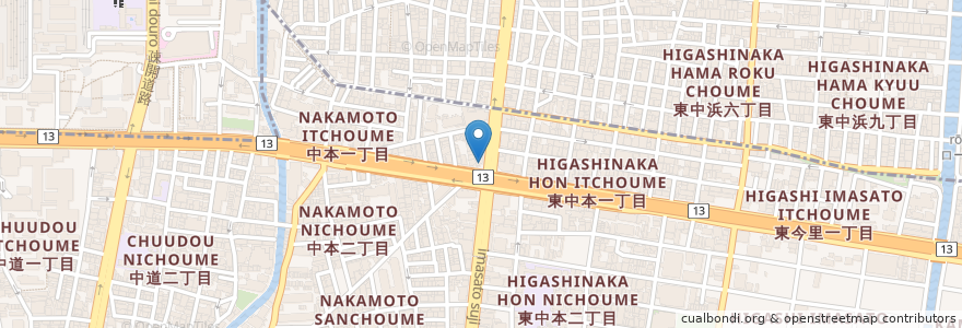 Mapa de ubicacion de Sancafe en Japonya, 大阪府, 大阪市, 城東区.