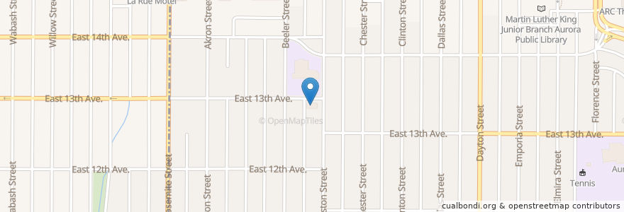 Mapa de ubicacion de Boston Street Seventh Day Adventist Church en United States, Colorado, Arapahoe County, Aurora.