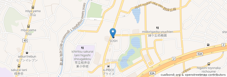 Mapa de ubicacion de SOSH SQUARE en 일본, 오사카부, 豊中市.