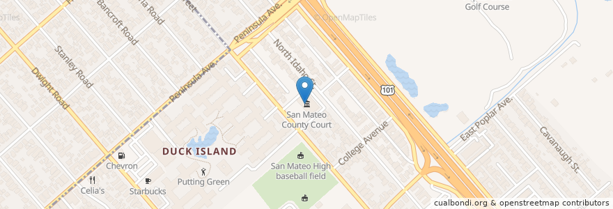 Mapa de ubicacion de San Mateo County Court en United States, California, San Mateo County, San Mateo.