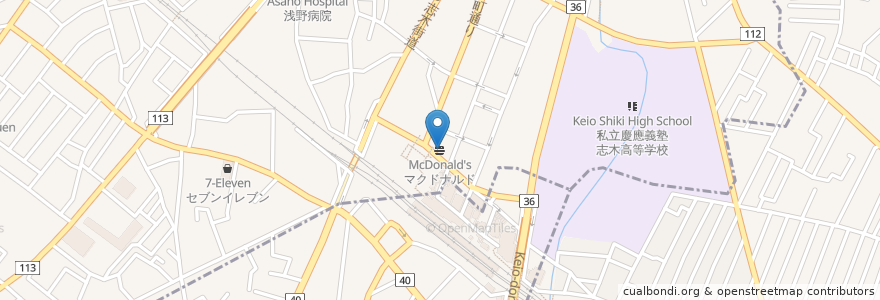 Mapa de ubicacion de 맥도날드 en 일본, 사이타마현, 志木市.