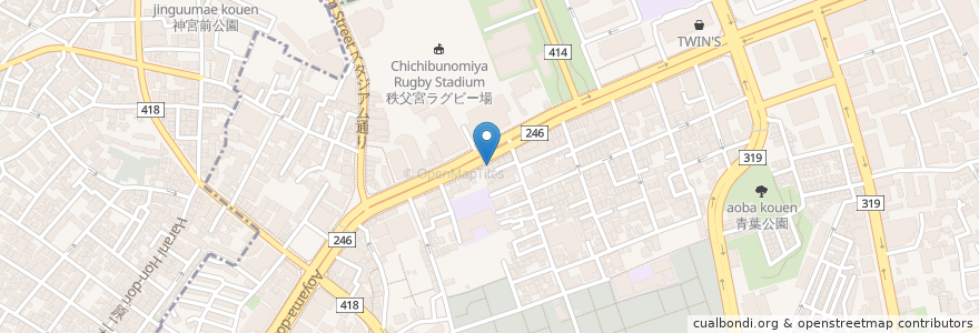 Mapa de ubicacion de 豆の家 en Japan, Tokyo, Minato.