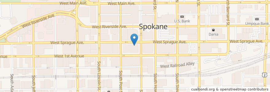 Mapa de ubicacion de Domini's en Estados Unidos De América, Washington, Spokane County, Spokane.