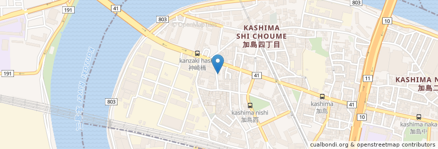 Mapa de ubicacion de たこ焼き en Japonya, 兵庫県, 大阪市, 尼崎市.