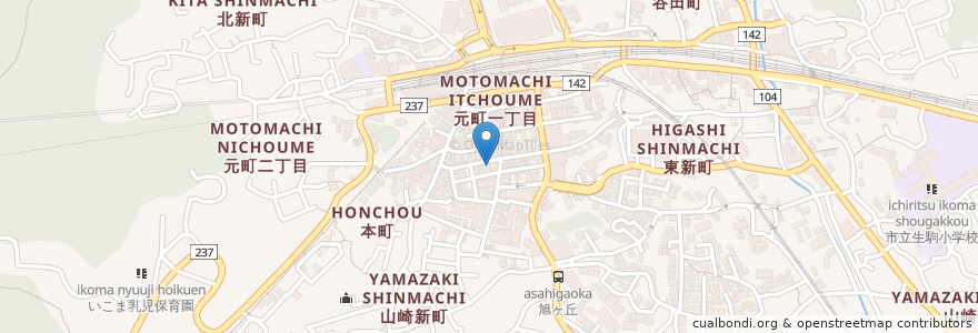 Mapa de ubicacion de 西本薬局 en Japan, Präfektur Nara, 生駒市.