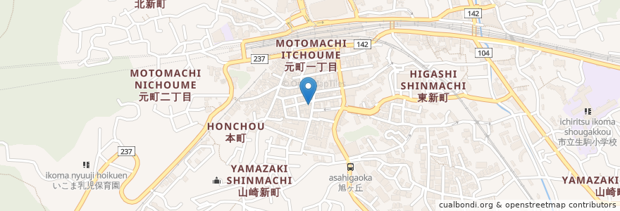 Mapa de ubicacion de Cafe Cafua en 日本, 奈良県, 生駒市.