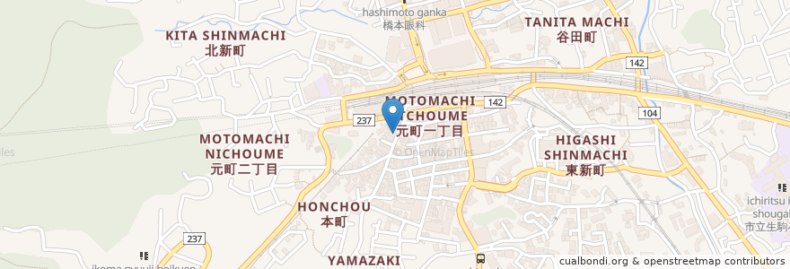 Mapa de ubicacion de ラーメン　一喜屋 en ژاپن, 奈良県, 生駒市.