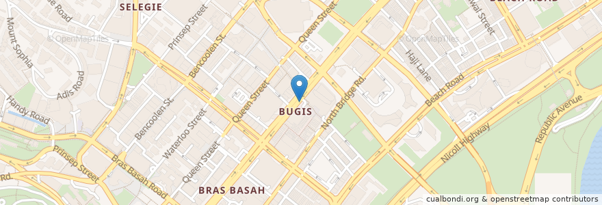 Mapa de ubicacion de Bugis Junction en Singapour, Central.