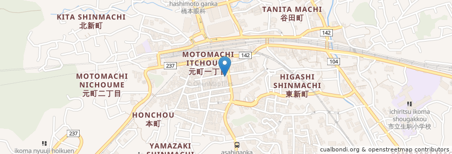 Mapa de ubicacion de 山本耳鼻咽喉科 en 日本, 奈良県, 生駒市.