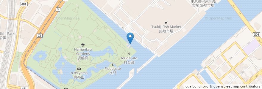 Mapa de ubicacion de 水上バス乗り場 en Japón, Tokio, Chuo.