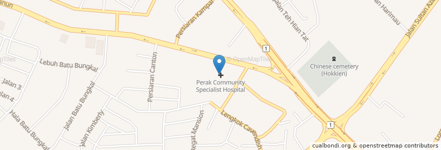 Mapa de ubicacion de Perak Community Specialist Hospital en 马来西亚, 霹雳州.