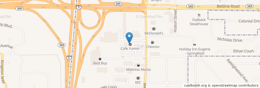 Mapa de ubicacion de Cafe Yumm en Verenigde Staten, Oregon, Lane County, Springfield.