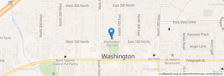 Mapa de ubicacion de Washington City Hall en 미국, 유타 주, Washington County, Washington.