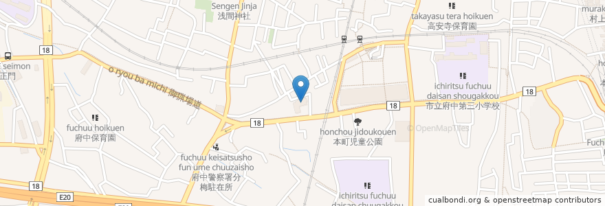 Mapa de ubicacion de 府中市立高倉保育所 en Japão, Tóquio, 府中市.