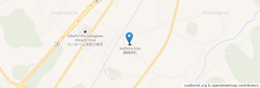 Mapa de ubicacion de 鹿嶋神社 en Япония, Фукусима, Ивасе, Кагамииси.
