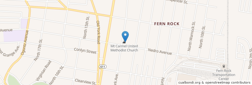 Mapa de ubicacion de Mt Carmel United Methodist Church en Amerika Birleşik Devletleri, Pensilvanya, Philadelphia County, Philadelphia.