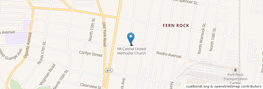 Mapa de ubicacion de Mt Carmel United Methodist Church en Verenigde Staten, Pennsylvania, Philadelphia County, Philadelphia.